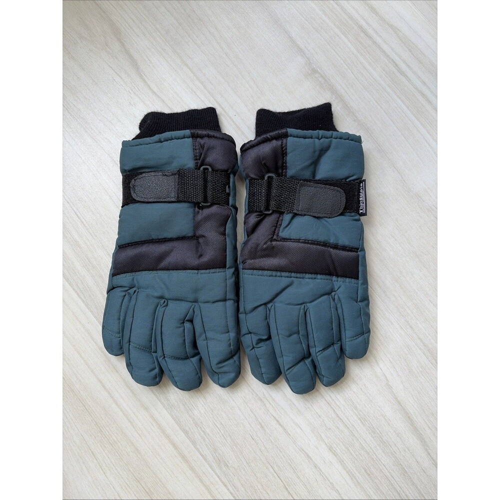 Thinsulate Insulated Winter Gloves Green/ Black M/L Nylon Ski Snowboard Cuff